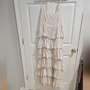Jaded Gypsy Cream Layered Ruffled Maxi Dress